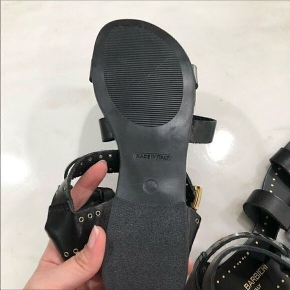 NWOB Barbara Barbieri black/ gold hardware Sandals - Picture 7 of 7